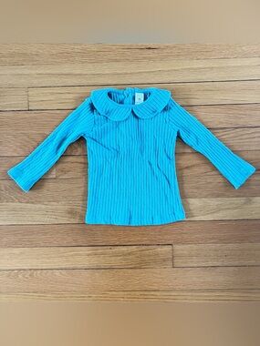 Kate Quinn Green Blue Polka Dot Ribbed Collar Organic Cotton Long Sleeve 18-24